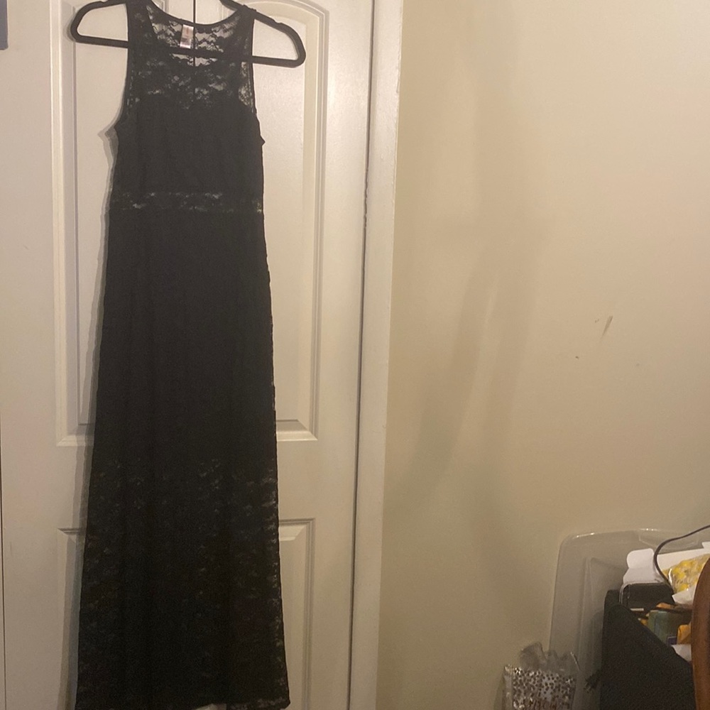 Long black lace dress